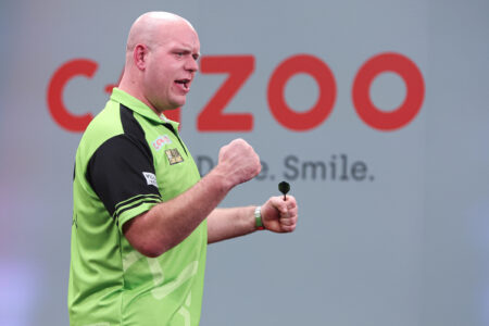 Michael van Gerwen playing in the 2023 Players Championship Finals