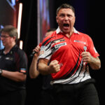 Gerwyn Price celebrating during the 2024 Premier League Darts.