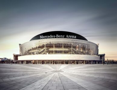 A photo of the Mercedes-Benz Arena in Berlin, the venue for night two of the 2024 BetMGM Premier League Darts.