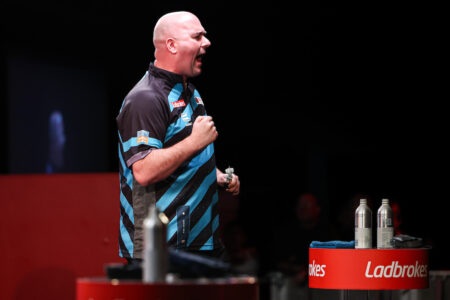 Rob Cross playing at the 2024 UK Open