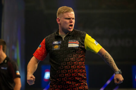 Mike De Decker celebrates during the 2024 World Grand Prix final