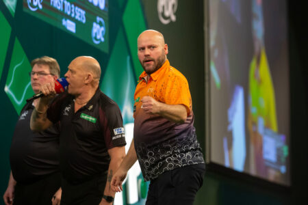 Christian Kist on stage at the Paddy Power World Darts Championship
