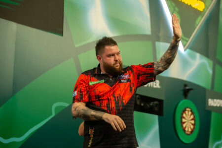 Michael Smith on stage at the Paddy Power World Darts Championship.