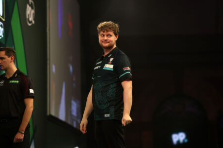 Kevin Doets on stage at the Paddy Power World Darts Championship.