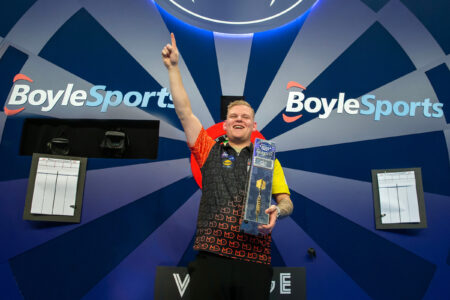 Mike De Decker on stage during the World Grand Prix.