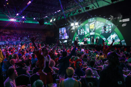 A view of the Paddy Power World Darts Championship from a fans point of view.