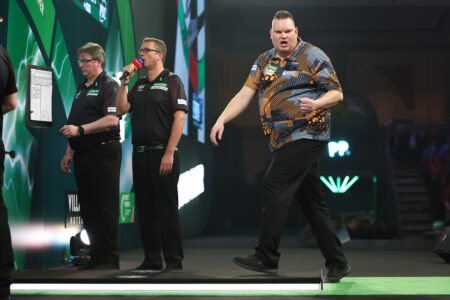 Wesley Plaisier on stage at the Paddy Power World Darts Championship.