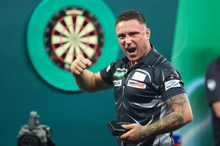 Gerwyn Price on stage at the Paddy Power World Darts Championship.