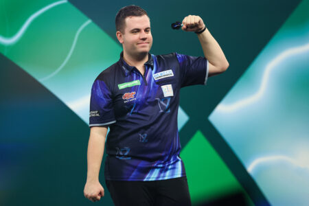 Neils Zonneveld on stage at the Paddy Power World Darts Championship.