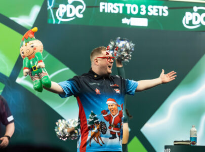 Ricky Evans on stage at the Paddy Power World Darts Championship.