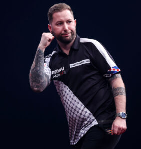 Danny Noppert on stage at the 2026 Winmau World Masters.