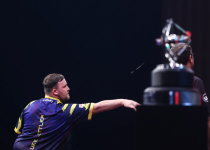 Luke Littler on stage during the 2026 Winmau World Masters.