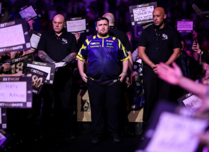 Luke Littler on the walk on area during the 2026 Premier League Darts.