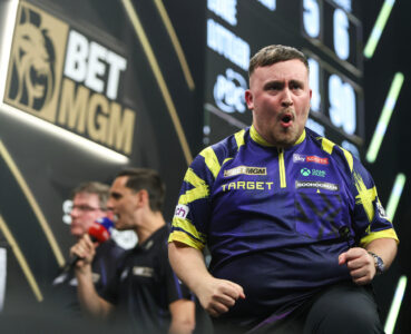 Luke Littler on stage during the 2026 Premier League Darts.